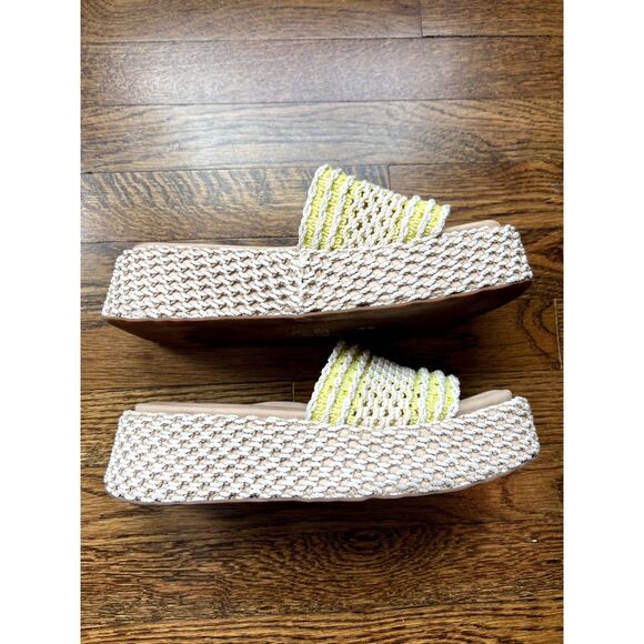 Rag & bone Logan Platform Slide Sandal Crochet Chalk Yellow Natural Size 9 - Picture 9 of 12
